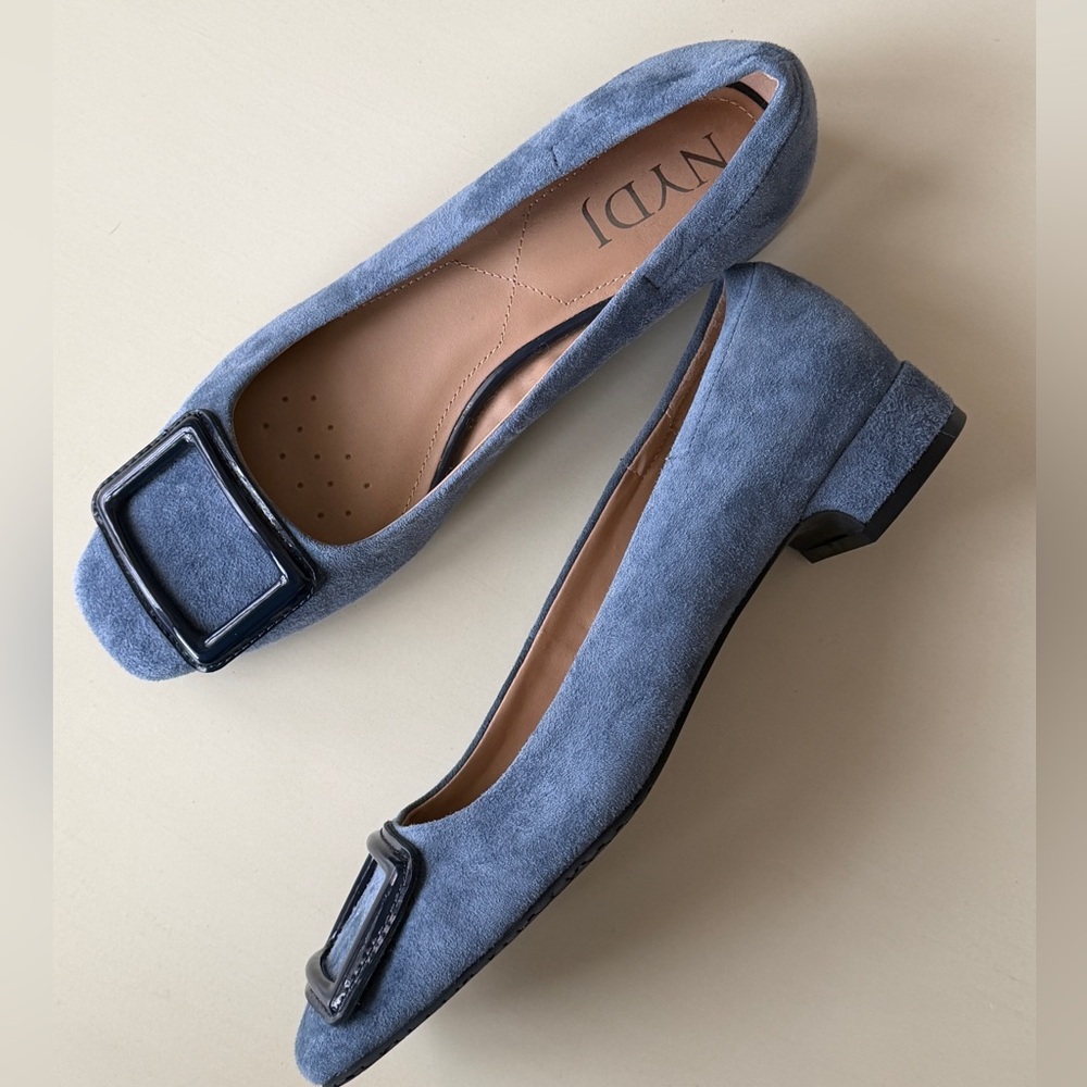 NYDJ Blue Suede Flats